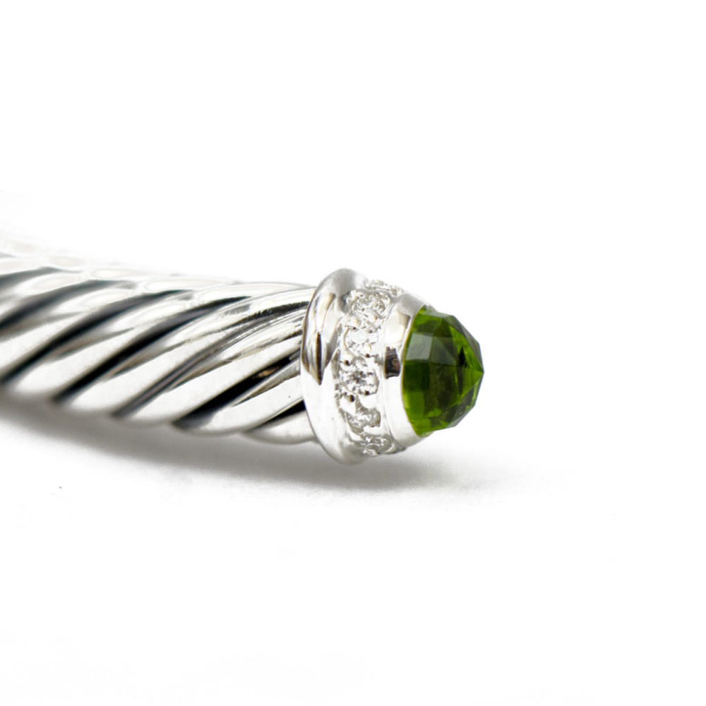SOLD David Yurman Green Orchid & Diamond Cuff 5mm - Picture 2 of 3